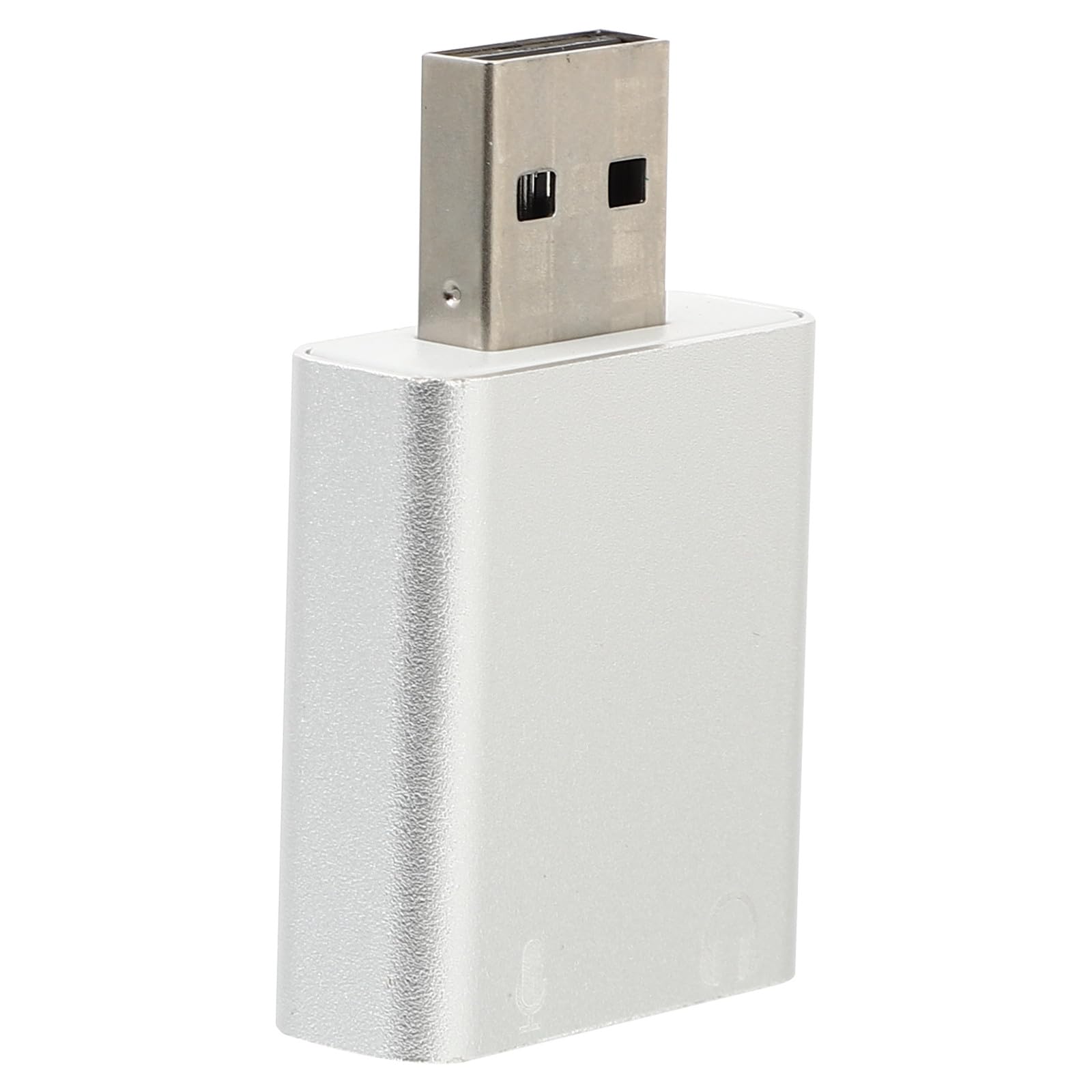 1 USB External Stereo Sound Adapter with Headphone and Microphone Jack for Laptop and Desktop, Aluminum Alloy Silver USB Audio Sound Card for Streaming and Ktv