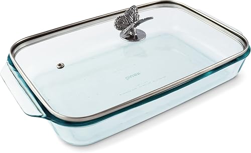 Arthur Court Cacerola de vidrio con mango de tapa de mariposa de metal - Perfecto para mantener tus lados de buffet protegidos y cálidos - Estilo