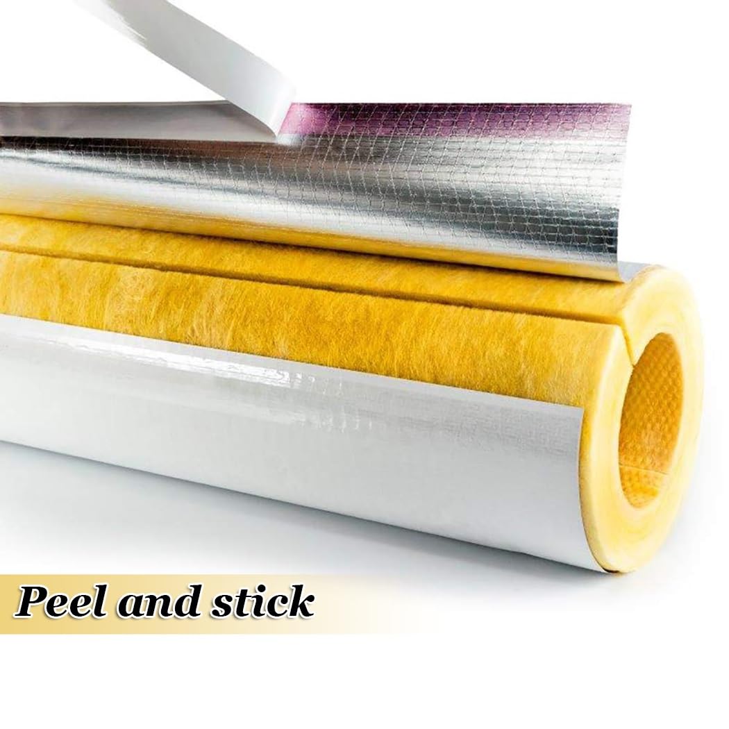 ID 27mm~273mm｜Espesor 30mm/50mm｜Longitud 100cm Aislamiento De Tuberías De Lana De Vidrio, Tubo De Aislamiento De Tuberías De Agua, Tubo Aislamiento De Aluminio(60mmX30mm (2-3/8inX1-1/6in))