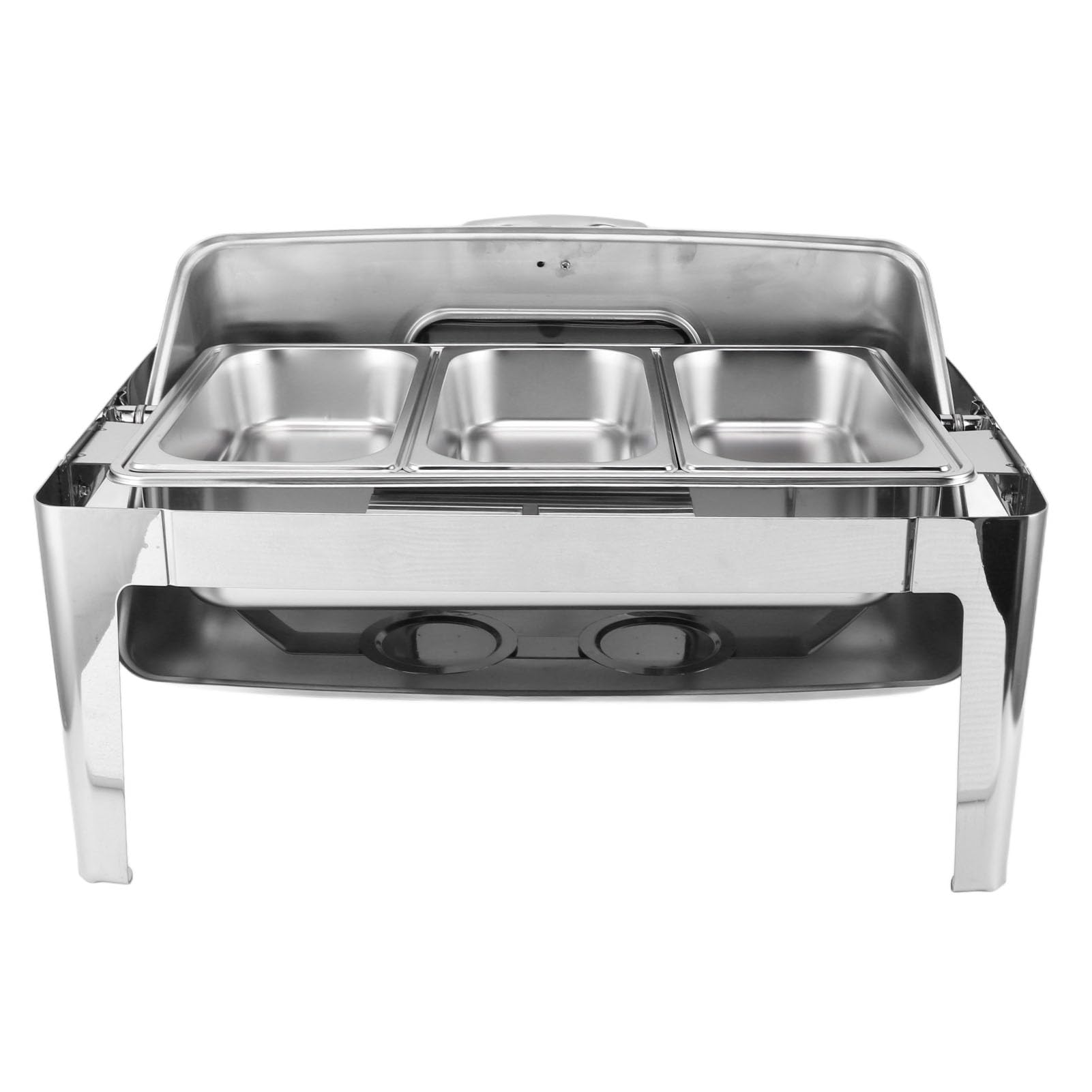 Qcwwy Chafing Dish, Diseño de Tapa de Vidrio Transparente Buffet Calentador de Alimentos Marco de Acero Inoxidable Chafing Dish Eléctrico Fácil Limpieza Chafing Dish Buffet Set (3