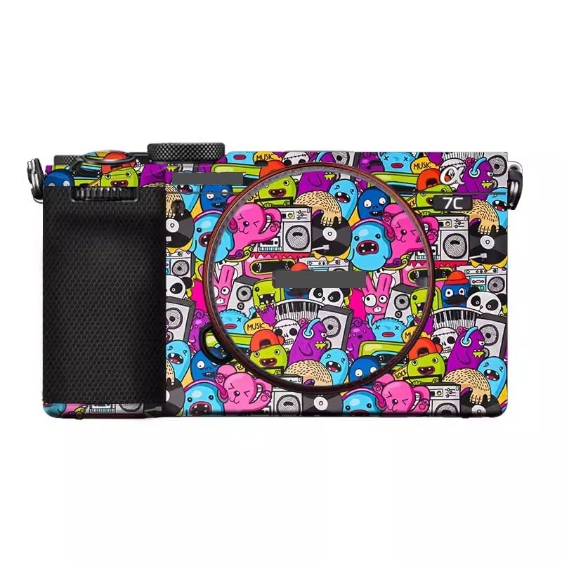Camera Skin Wrap A7C2 Anti-Scratch Sticker Coat Vinly Protective Film Body Protector Decals Cover for Sony A7CR A7C II (Graffiti Pink)