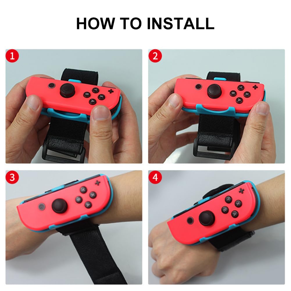 Cerioll 2 x pasek kompatybilny z przełącznikiem, paski do Nintendo Switch, regulowany elastyczny pasek kompatybilny z Joycon, opaska do tańca dla dorosłych i dzieci