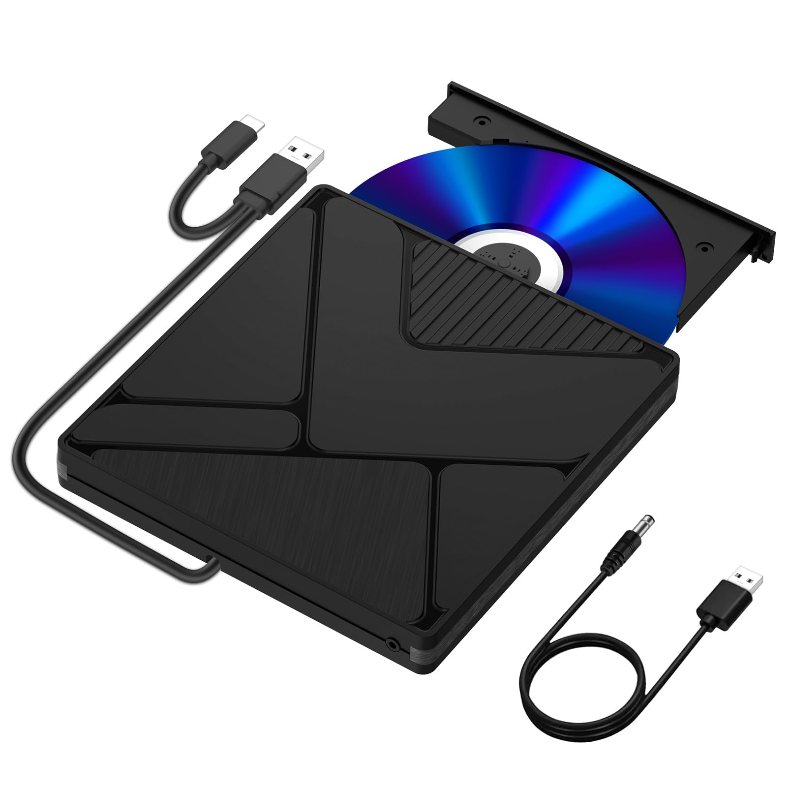 External CD DVD Drive for Laptop USB 3.0 Type-C Slim Portable Player CD DVD RW Writer Reader Burner, Low Noise Optical External Disk Drive for Desktop, PC, Mac OS,Windows 11/10/8/7/XP/2003/Vista/Linux — view 8