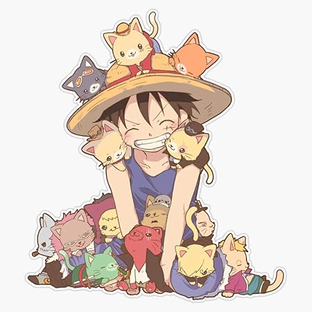 Amazon Com Hj Media One Piece Luffy And Straw Hat Pirates Kittens Crew Waterproof Vinyl Window Bumper Sticker Decal 5 Hj Cat Stickers 627 0 Automotive