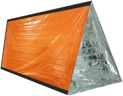Cao Unisex Adult Reusable Survival Shelter, Orange OR Khaki, 1.5 x 2 m