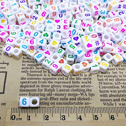 Image of Amaney 400pcs Number Beads 6x6mm Mixed Colorful Number Beads Acrylic Square Shape Loose Beads
