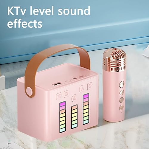 Miniatura 4 de Karaoke Machine with Microphone, Mini Portable Bluetooth Karaoke Speaker with Wireless Mics and Colorful Lights for Adults, Gifts Toys for Girls