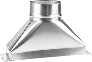 QWORK Aluminum Duct Transition, 4'' Dia x 3-1/4" x 10'' L, Galvanized Steel Rectangular to Round Vent Connector for Exhaust Fans and Dryer Vents