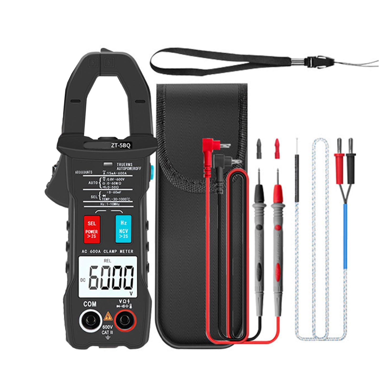 Current Digital Clamp Meter TrueRMS Pliers Ammeter Voltages Tester Capacitance Meter with Data Hold Digital Multimeter Voltages Tester