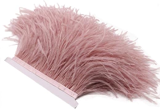 2 Yards Natural & Soft Ostrich Feathers Fringe Trims Ribbon - Used for Dress, Sewing Decoration, Craft Clothing, Boots, Wedding Decoration, DIY, Etc mistyrose