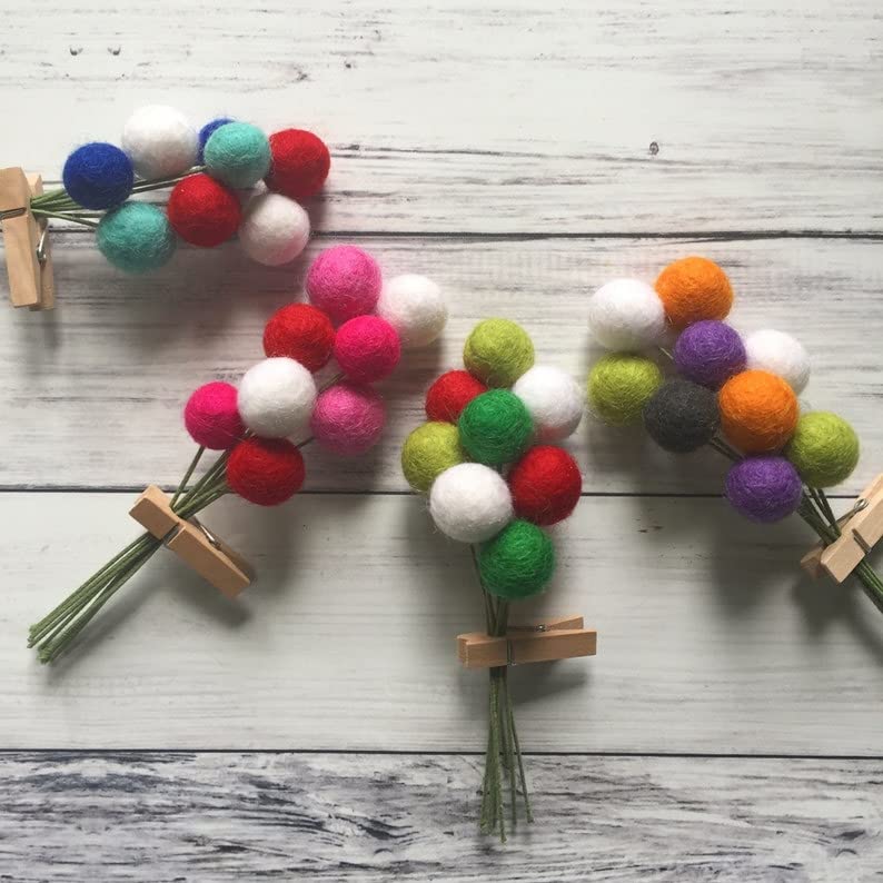 Kavya Craft Present Happy House Pompom Cluster Itty Bitt Bouquet Felt Ball Small Bookey Set of 4