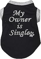 Vista 1 de Petitebella My Owner is Single Puppy - Camisa para perro (negro/plateado, talla XXXL)