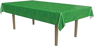 Beistle Disposable Plastic Grass Print Rectangular Tablecloth for Sports Football Theme Birthday Easter Party Supplies, 5...