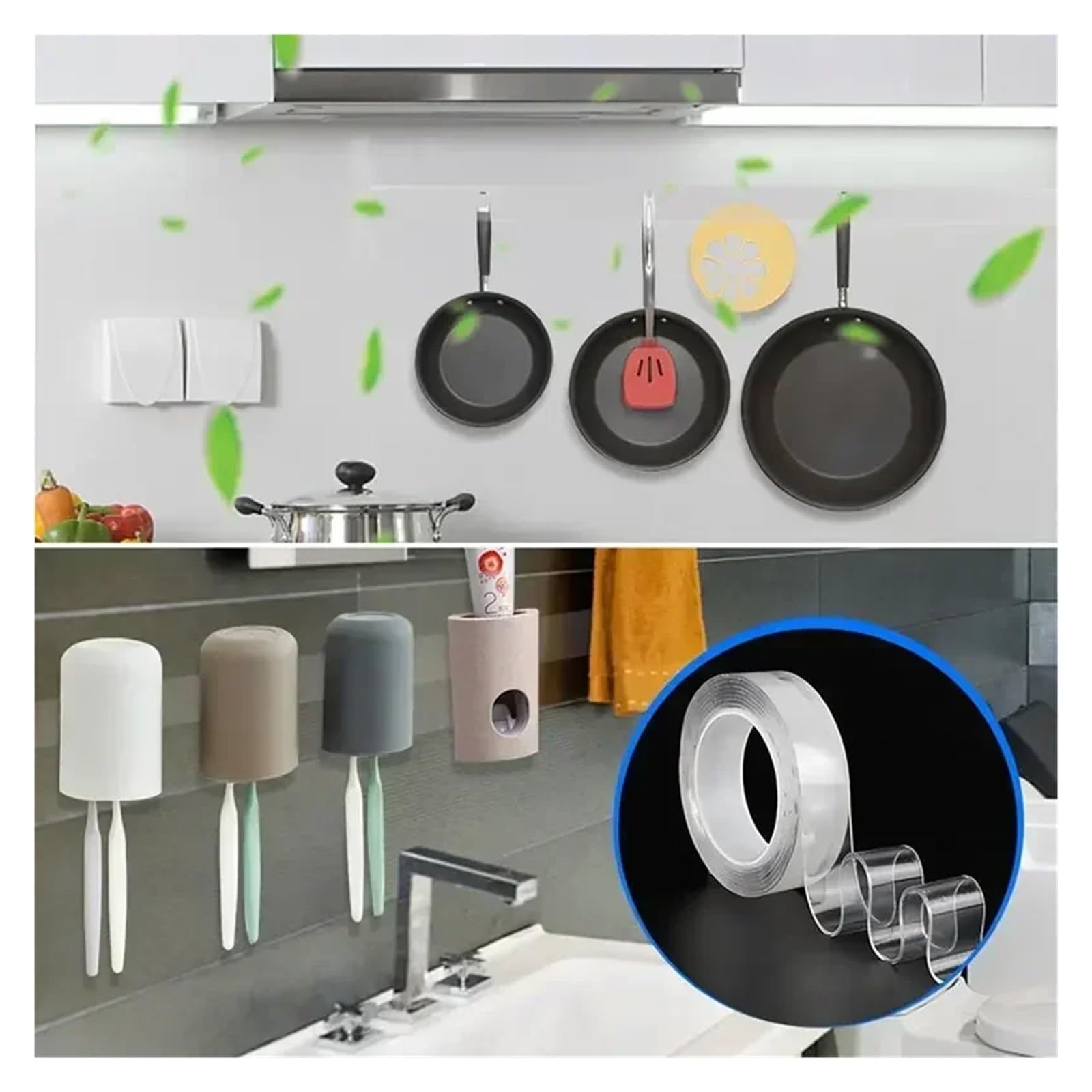 Nastro adesivo biadesivo trasparente, Adesivo da parete biadesivo in silicone for accessori da cucina for bagno 1M/2M/3M/5M(Width 2cm,2 meters)