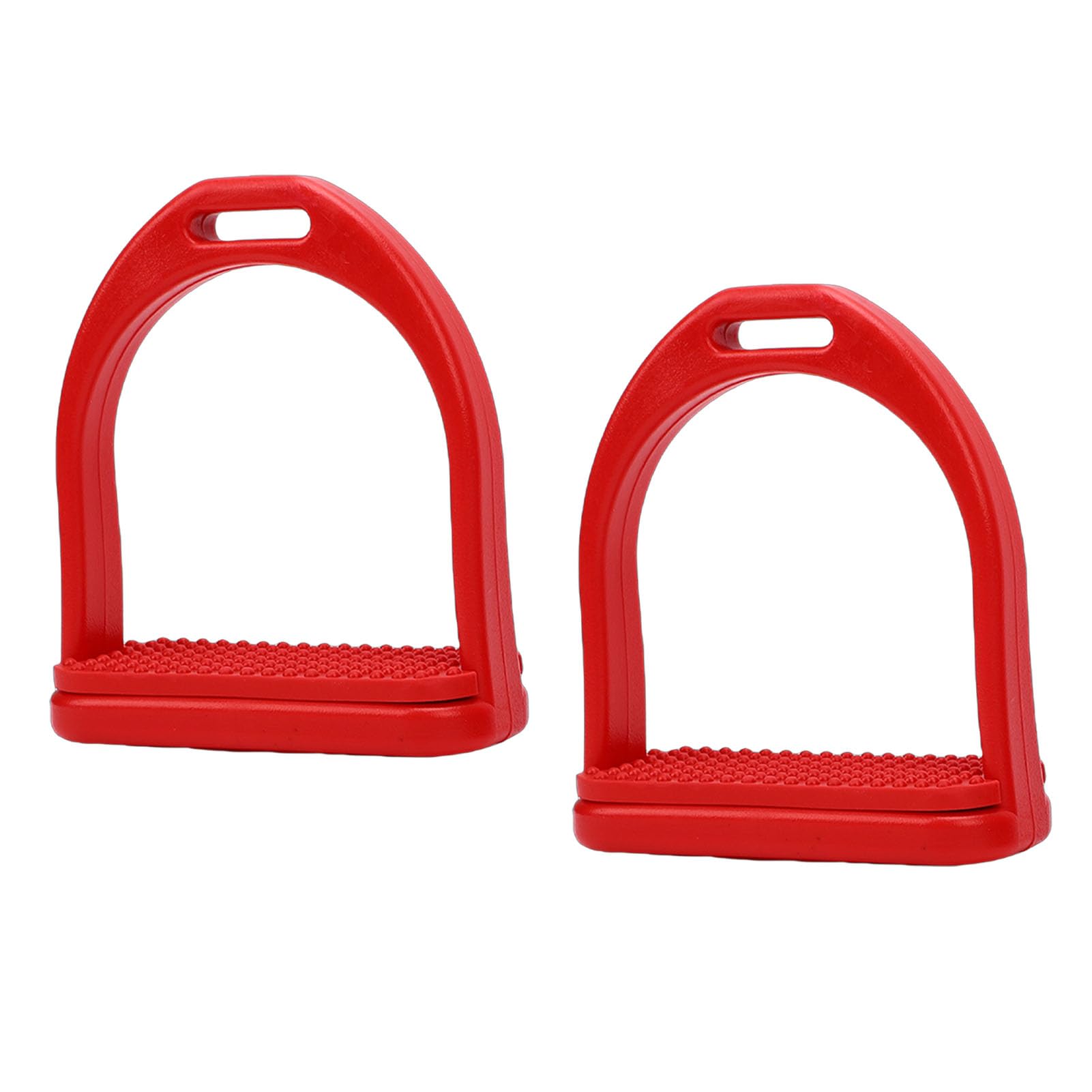 Cocoarm Horse Riding Stirrups Impact Proof Lightweight Non Slip Rubber Tread for Training Practice 2 Pcs for Beginners, Children Red Color (Small Size)