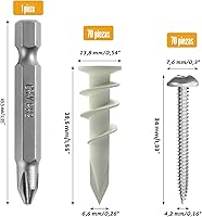 Vista 8 de KURUI Juego de 140 anclajes autoperforantes #8 para paneles de yeso con tornillos, anclajes de pared secos resistentes para colgar roca de hoja, 50