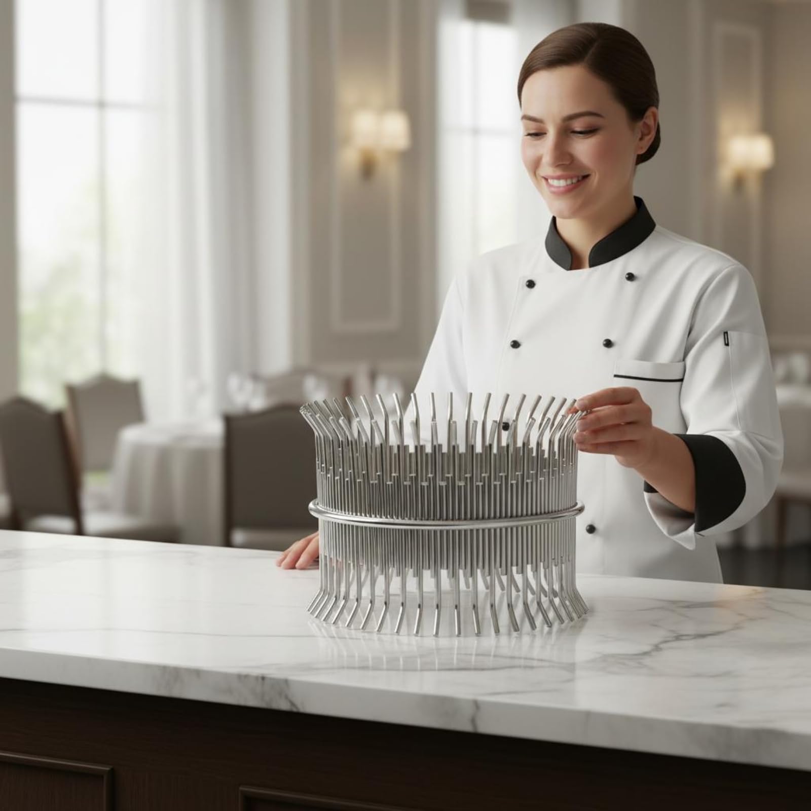 Dessert Display Stand Présentoir Buffet Support Pâtisserie Étagère Gâteau en Acier Inoxydable Structure Ouverte Stable Mise en Scène Soignée des, Argent, Moyen