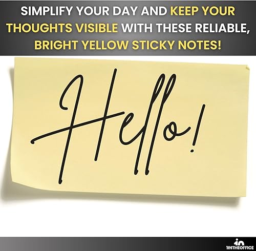 Miniatura 9 de 1InTheOffice Notas adhesivas grandes de 3 x 5, notas adhesivas transparentes, amarillas, 100 hojas, 12 unidades