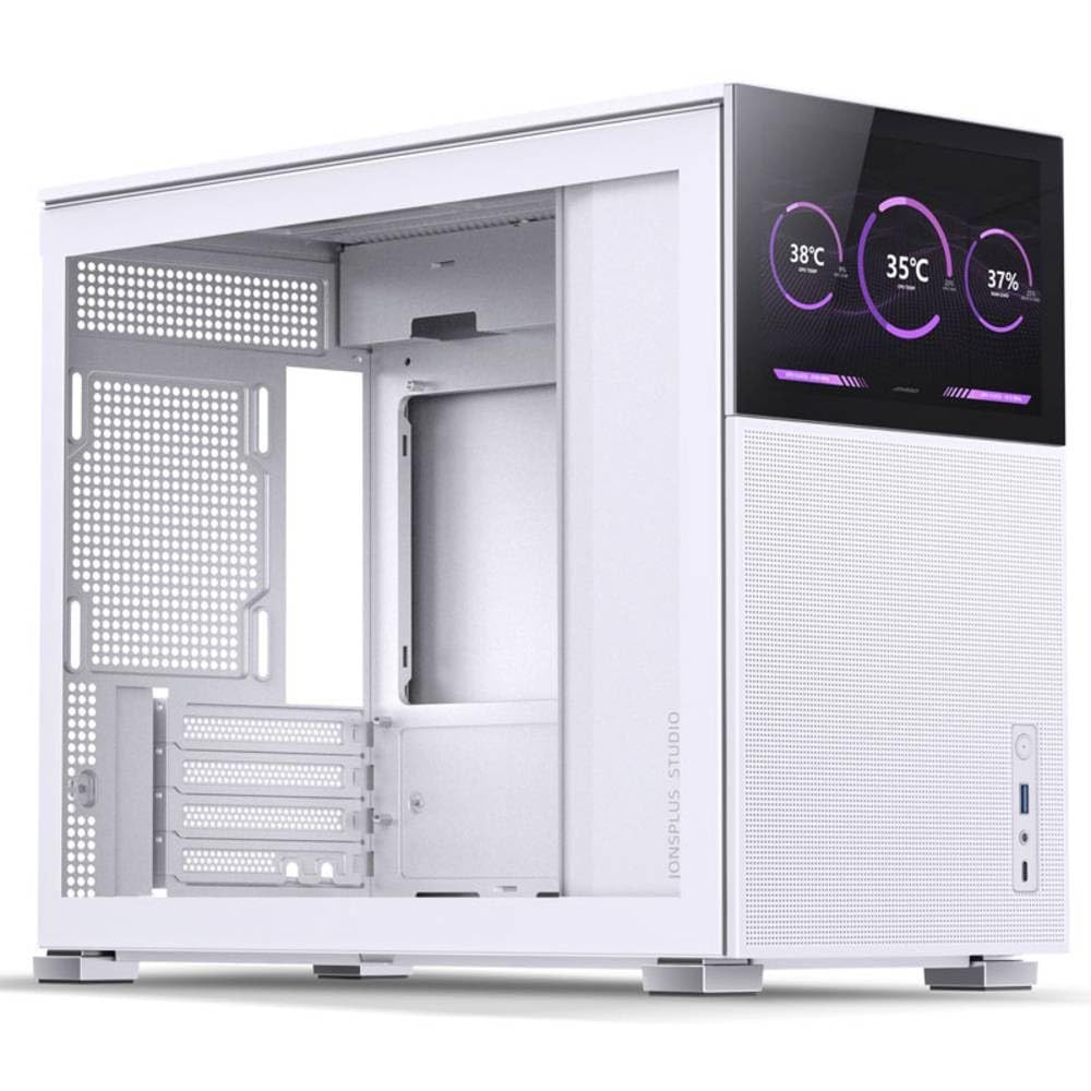 D31 Mesh Screen Micro-ATX PC Case White Tempered Glass