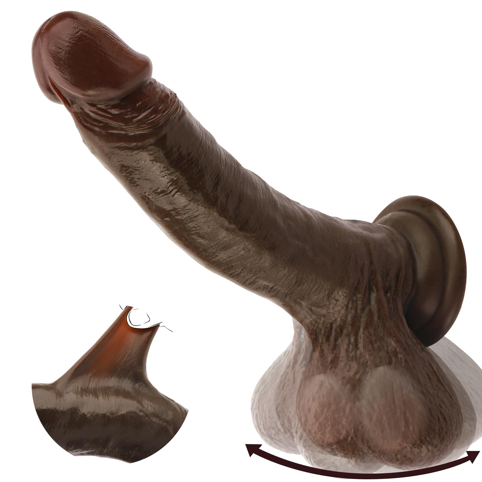 Realistic Huge Dildo with Big Swinging Balls Sex Toys, 9.05“ Long Dildos for Anal G spot Stimulate, Soft Liquid Silicone Didlo with Suction Cup, Real Skin Thick Anal Dildo for Men Women Couples