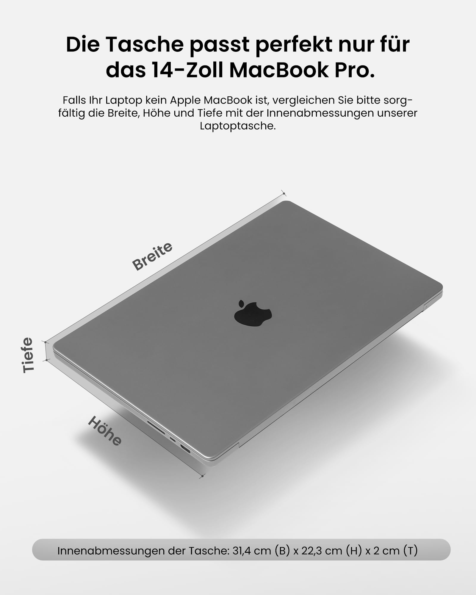 tomtoc 360° Laptop Tasche Hülle für 14-Zoll MacBook Pro M5 Pro/Max (2026) A3426 A3427 A3434, M4/M3/M2/M1 A3112 A3401 A3185, Passt 13,8" Surface Laptop 7, Wasserabweisend Laptophülle mit Zubehör Tasche