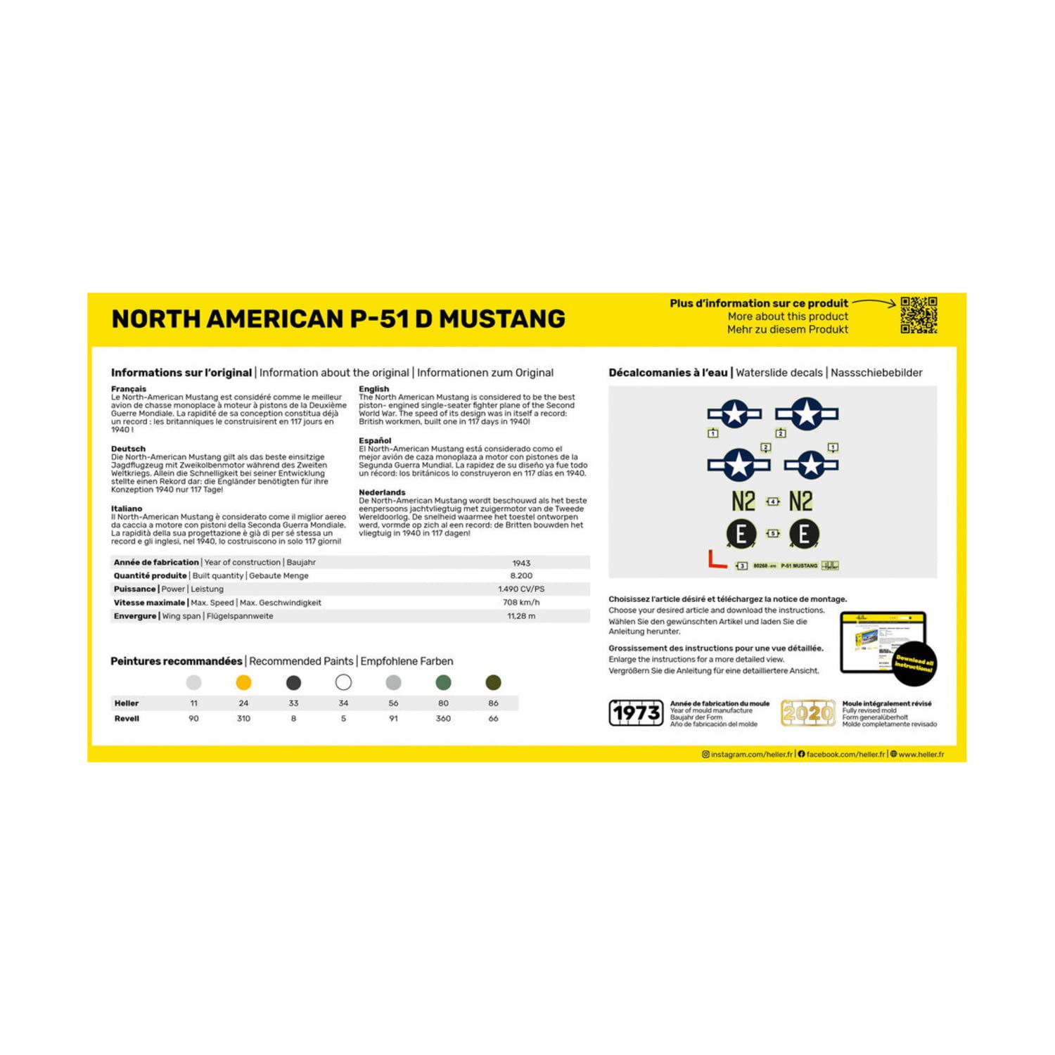 Heller P-51D Mustang Airplane Model Building Kit