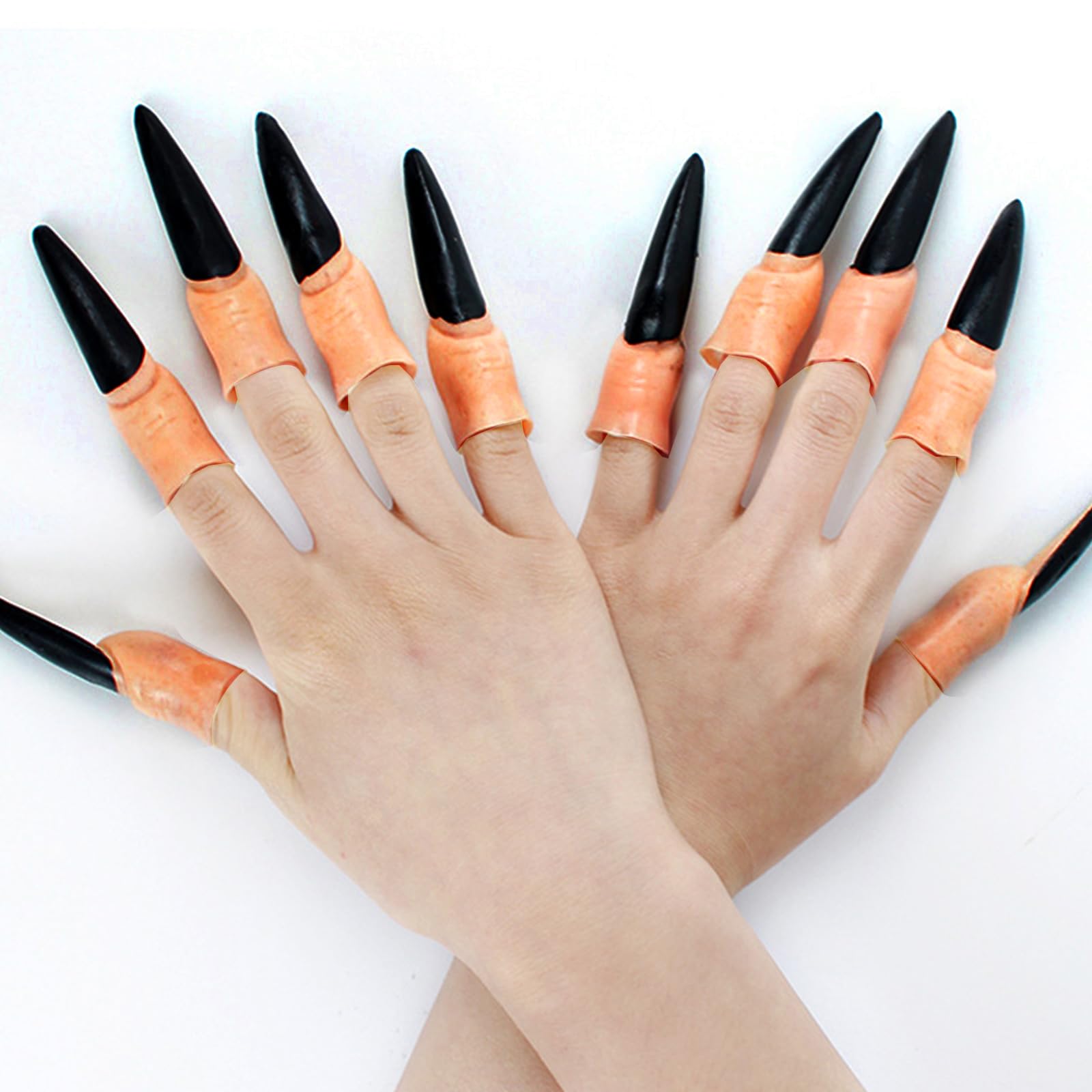 20 Dita Finte Da Strega Rosse In Plastica – Unghie Per Halloween Cosplay E Zombi – Accessori Per Feste E Scherzi