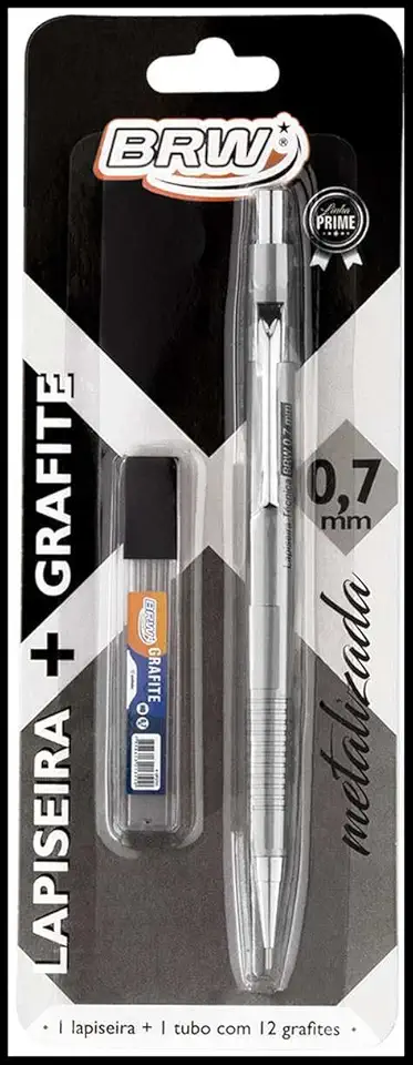 Lapiseira Técnica 0.7mm + Grafite Prata, BRW