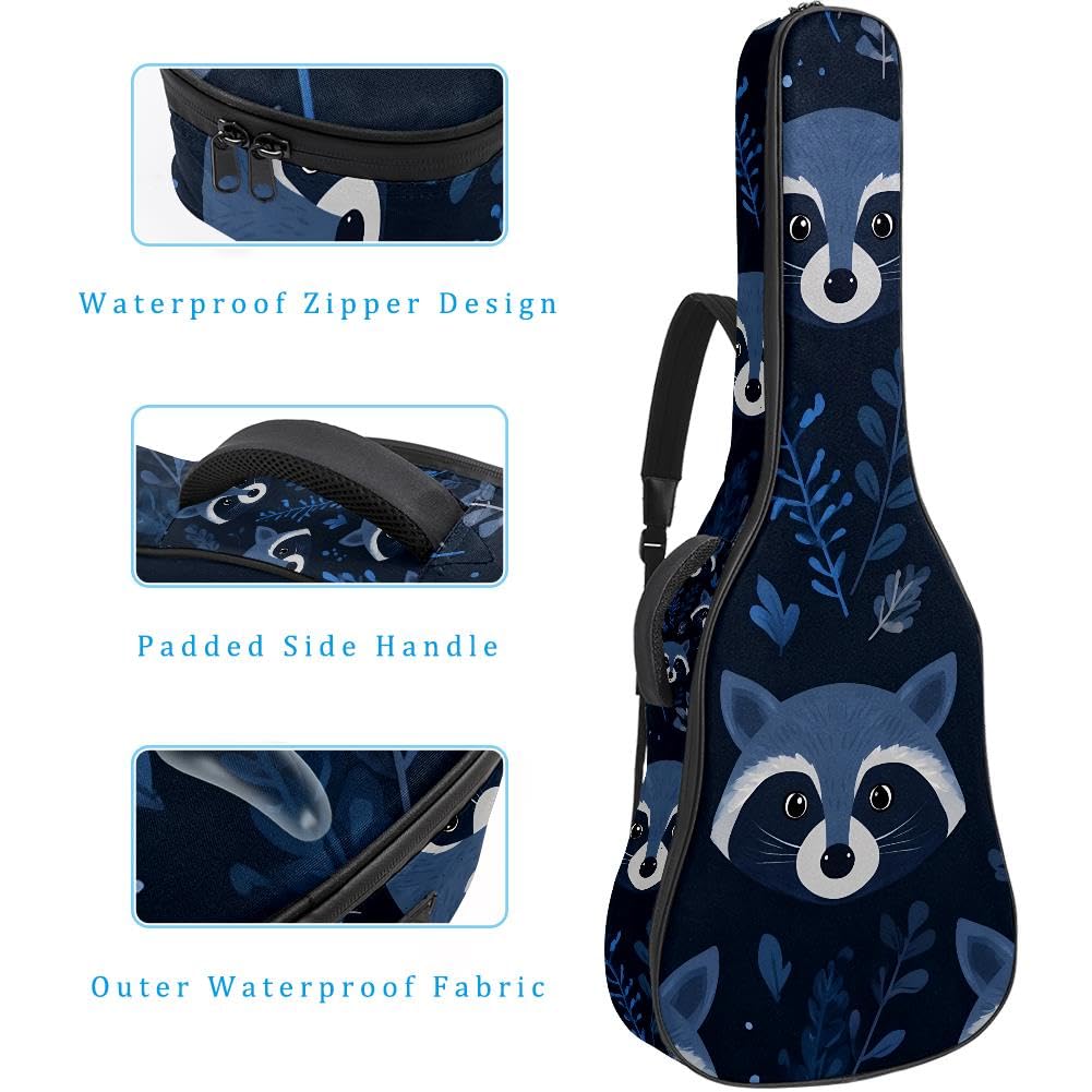 Gitarrentasche, volle Größe, 99 cm, 101,6 cm, 104,1 cm, Konzertgitarre, 10 mm dick, gepolstert, Waschbärblätter, wasserdicht, mit Tasche, verstellbarer Schultergurt, stoßfest, Mehrfarbig 6
