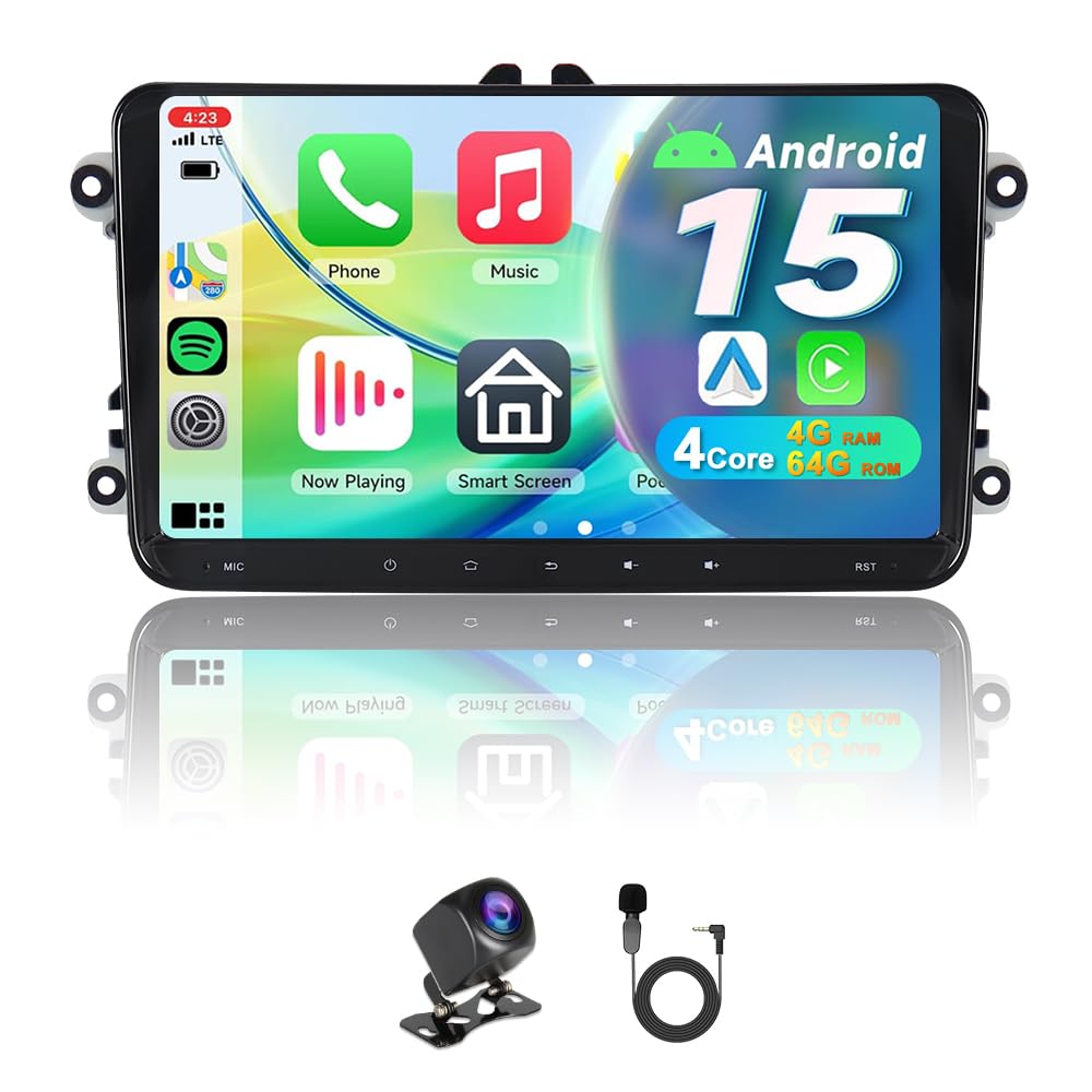 ACAVICA Autoradio Android 15 9" IPS 1280x800 per VW Golf 5 6 Passat Polo - 4+64GB, Carplay Android Auto Wireless - Navigazione GPS WiFi 6.0 Bluetooth 5.4 - Compatibile con Caddy EOS