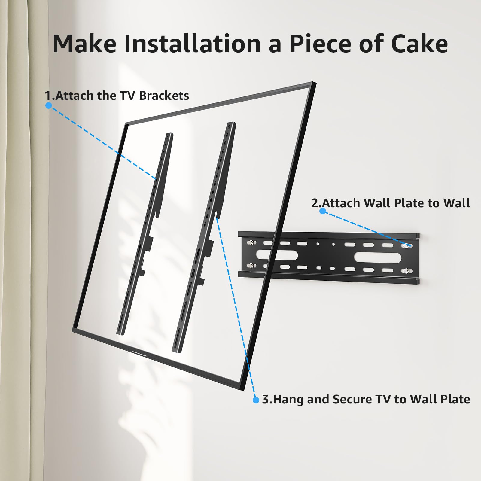 MOUNTUP Ultra Slim TV Wall Bracket for 26-60 inch Flat&Curved TV, Low Profile Wall Mount 23mm from Wall up to 45 KG, with Max VESA 400X400mm, EU0082-F — view 7