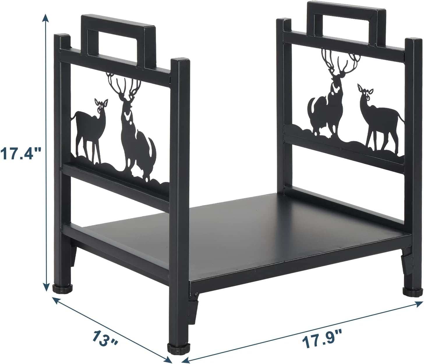 WEI WEI GLOBAL Single Layer Fireplace Log Rack, Firewood Storage Iron Holder, Lumber Storage Stacking Carrier for Indoor Outdoor-18 Inch