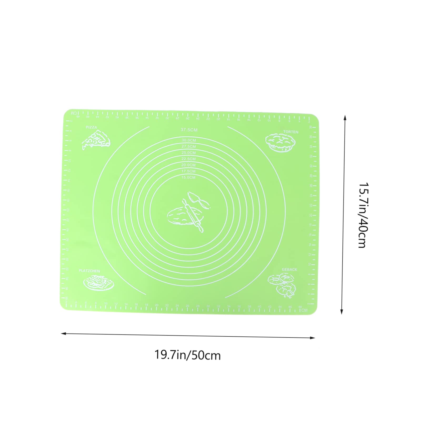OUNONA 2piezas Alfombrilla De Silicona Extra Con Medidas Antiadherente Para Amasar Hornear y Preparar Pizza Para Cocinas Verde