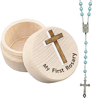 Baptism Baby Shower Gifts for Boys, My First Rosary and Keepsake Box, Rosary Catholic Gift for Boy, Holy First Communion Rosary Christian Gifts Catholic Baptism Gifts for Baby Birthday Baby Shower