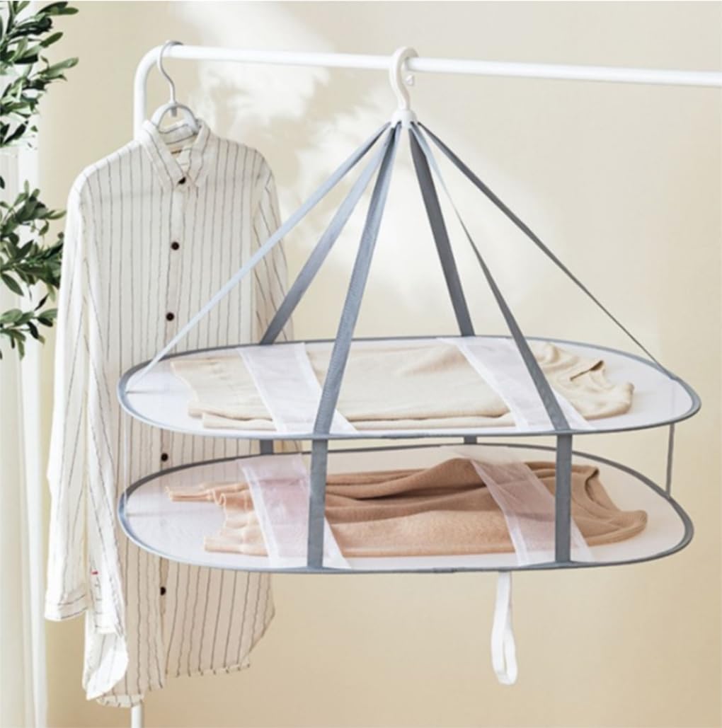 3-Tier Folding Mesh Clothes Drying Rack Hanging Dryer for Sweater & Socks