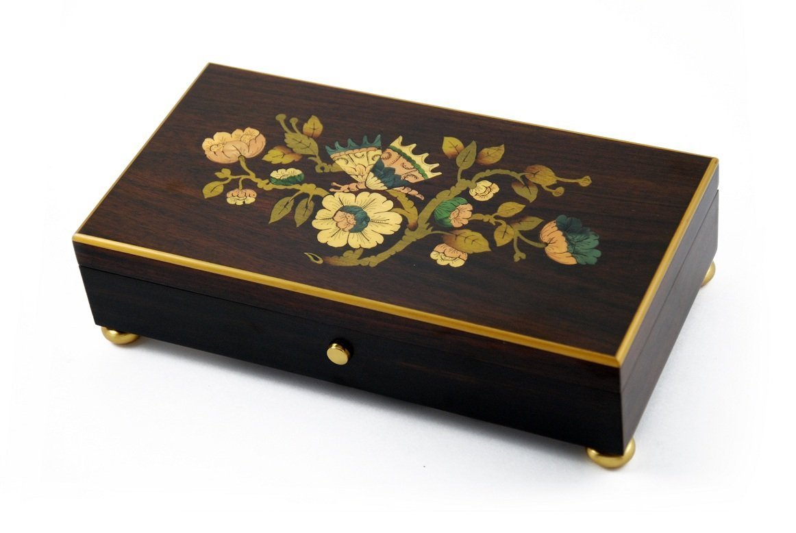 Amazon.co.jp: 手作り 50音符 オルゴール 蝶と花柄インレー ゴールド