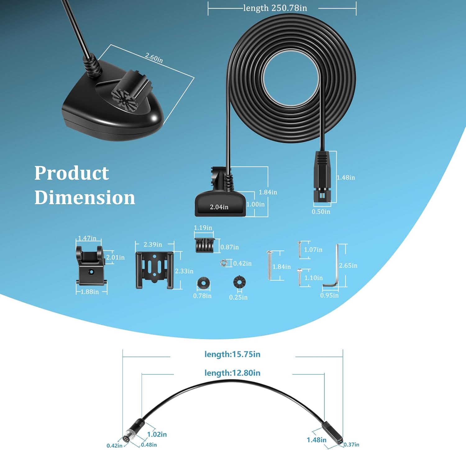 710274-1 XNT 9 HW T Transom Transducer & 720074-12 AS EC QDE 12 Ethernet Adapter Cable for Helix 7/8/9/10/12 Fish Finders