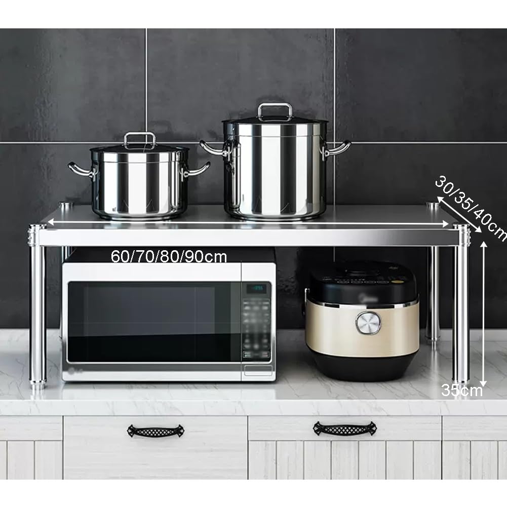 Soporte para horno microondas, organizador de encimera de acero inoxidable para olla arrocera, solución de almacenamiento de cocina, diseño que ahorra espacio, suministros de cocina resistentes
