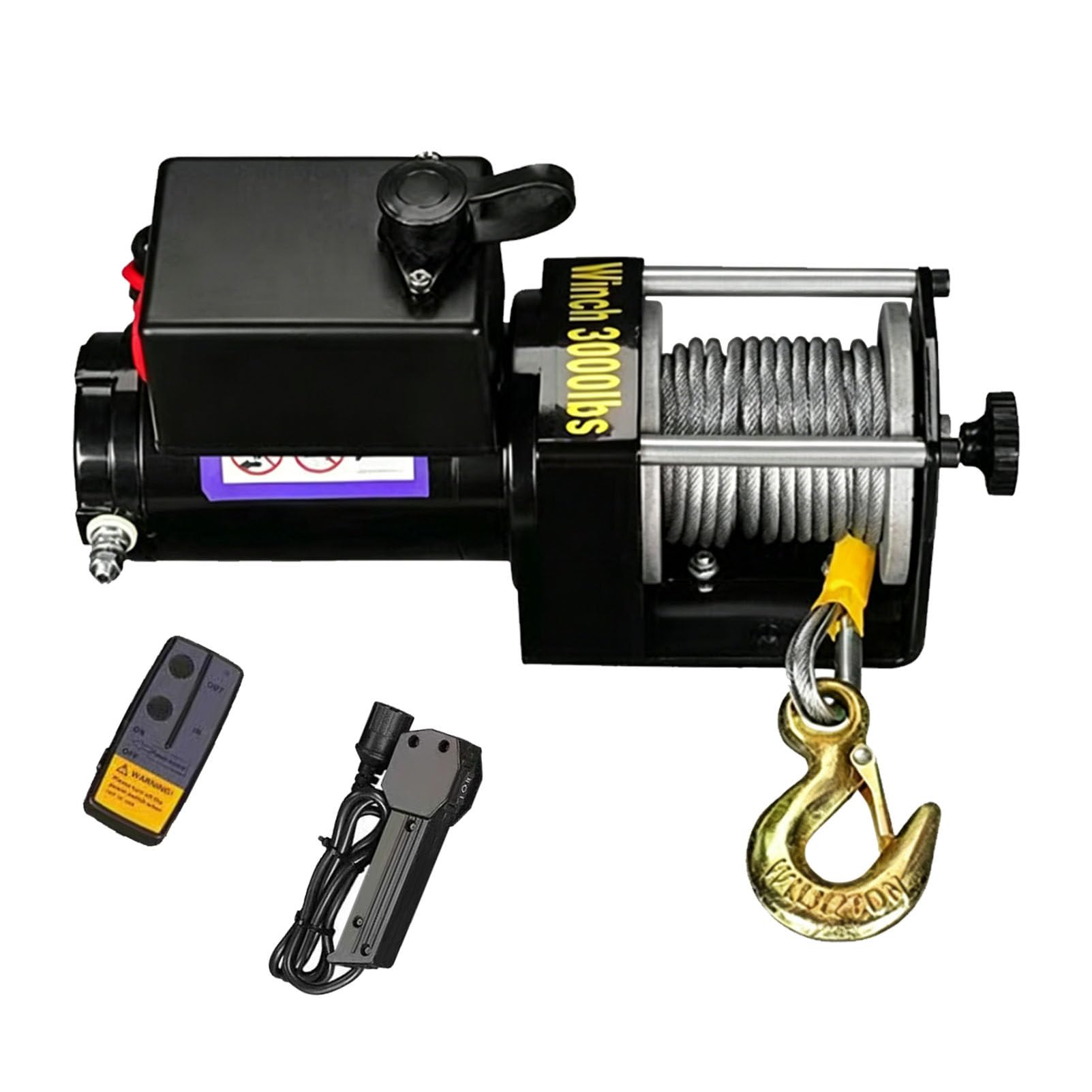 Zowdrix Electric Winch 4500lbs Heavy Duty Off-Road Winch, Steel Cable Towing Winch with Wireless and Wired Remote, for Trailer Recovery 12V-3000lbs