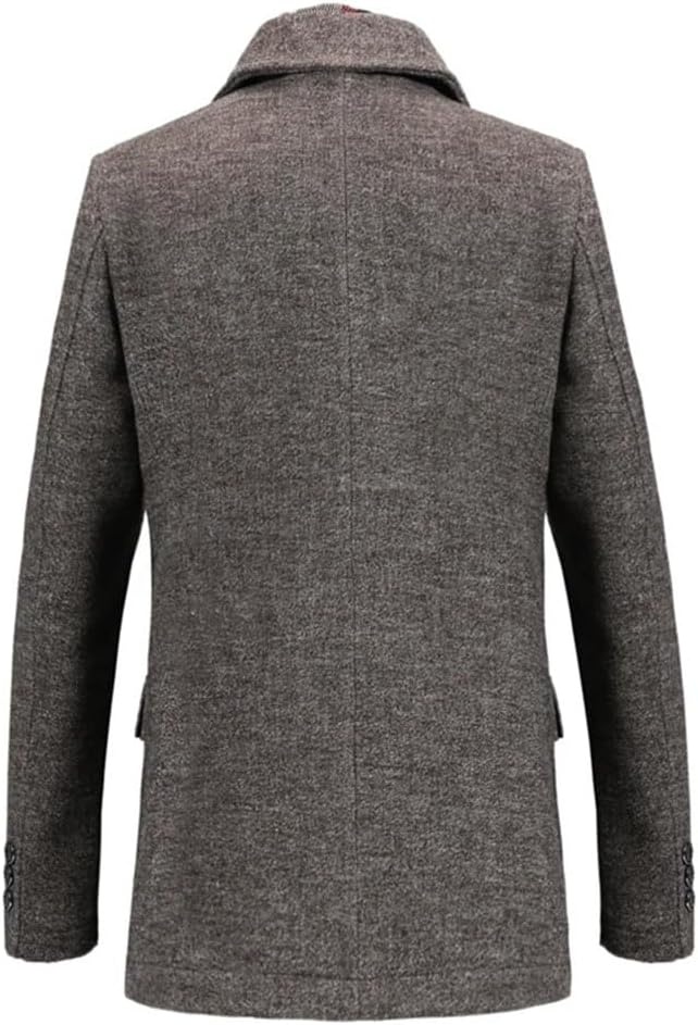 Haitpant Mens Casual Woolen Coat Turn Down Collar Wool Jacket Outerwear Thicken Warm Blends Trench Business Coats