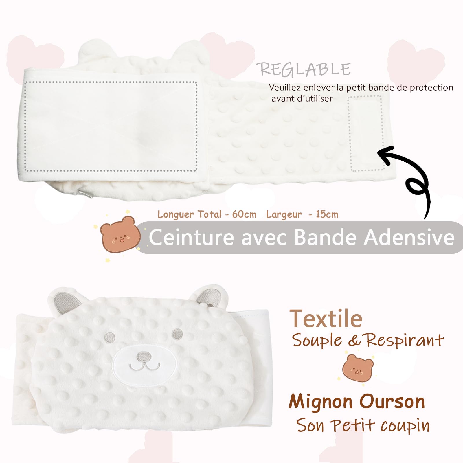 Bouillotte Bebe Anti Colique Ceinture Peluche Coussin Chauffant Micro Onde Rembourrage Naturel CE