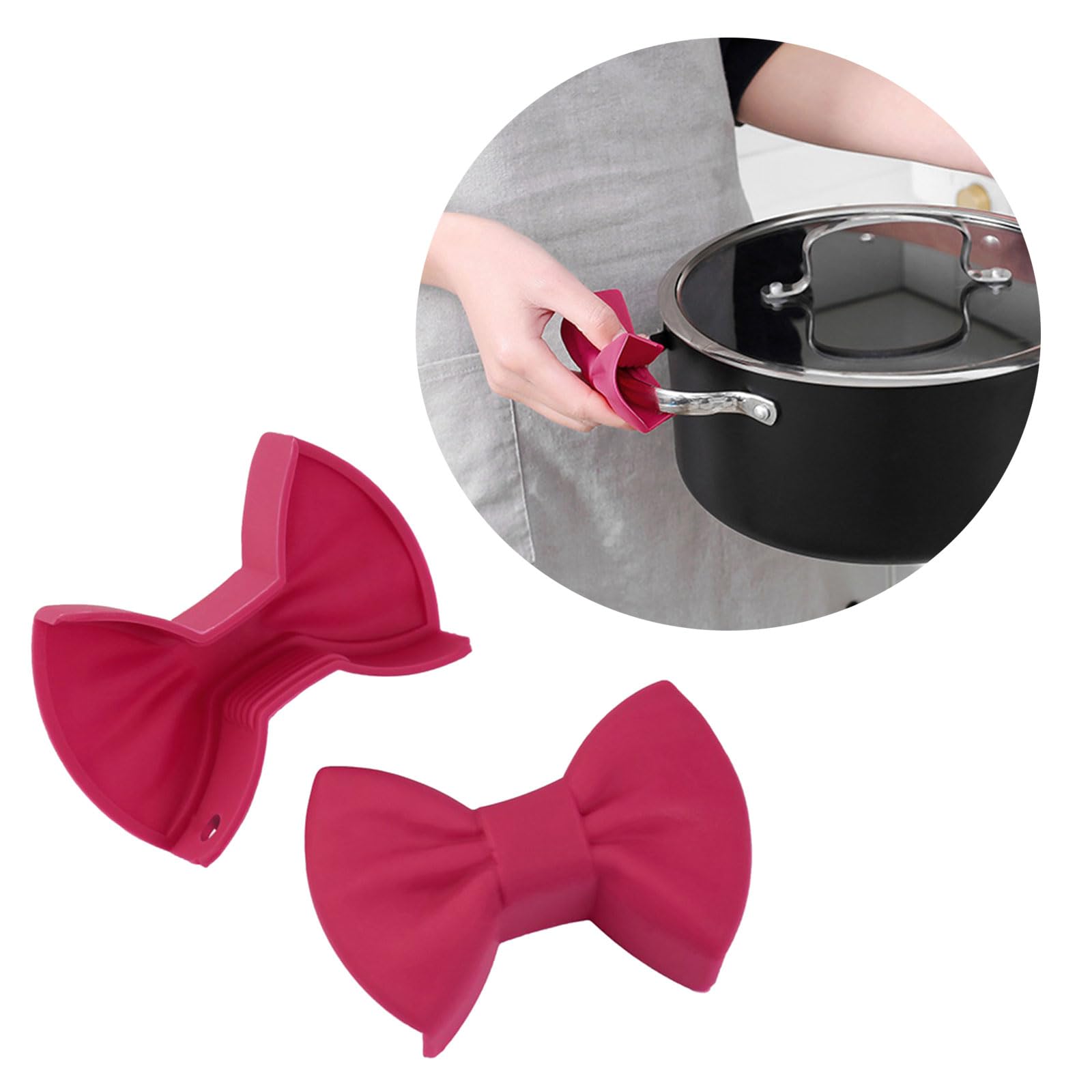 QIANQJL 2 piezas de silicona protector de dedos con clip de aislamiento térmico de silicona con clip de lazo para horno para cocinar y hornear de forma segura, color rosa 2