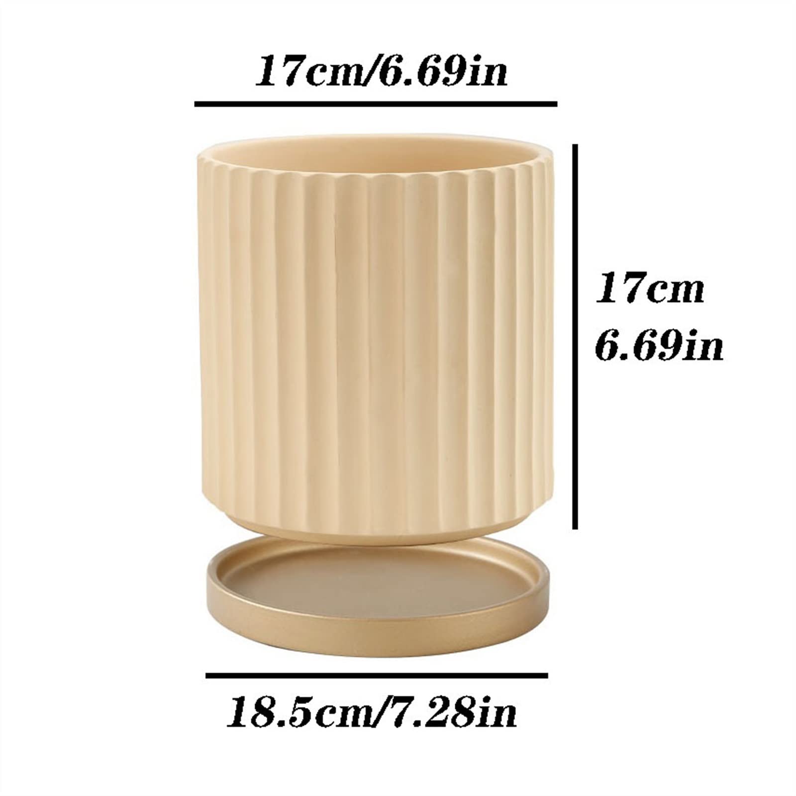 Doniczka prosta pionowa doniczka w paski z tacą okrągła ceramiczna doniczka wewnętrzna orchidea kaktus doniczka na sukulenty z otworami drenażowymi doniczka na rośliny (A)