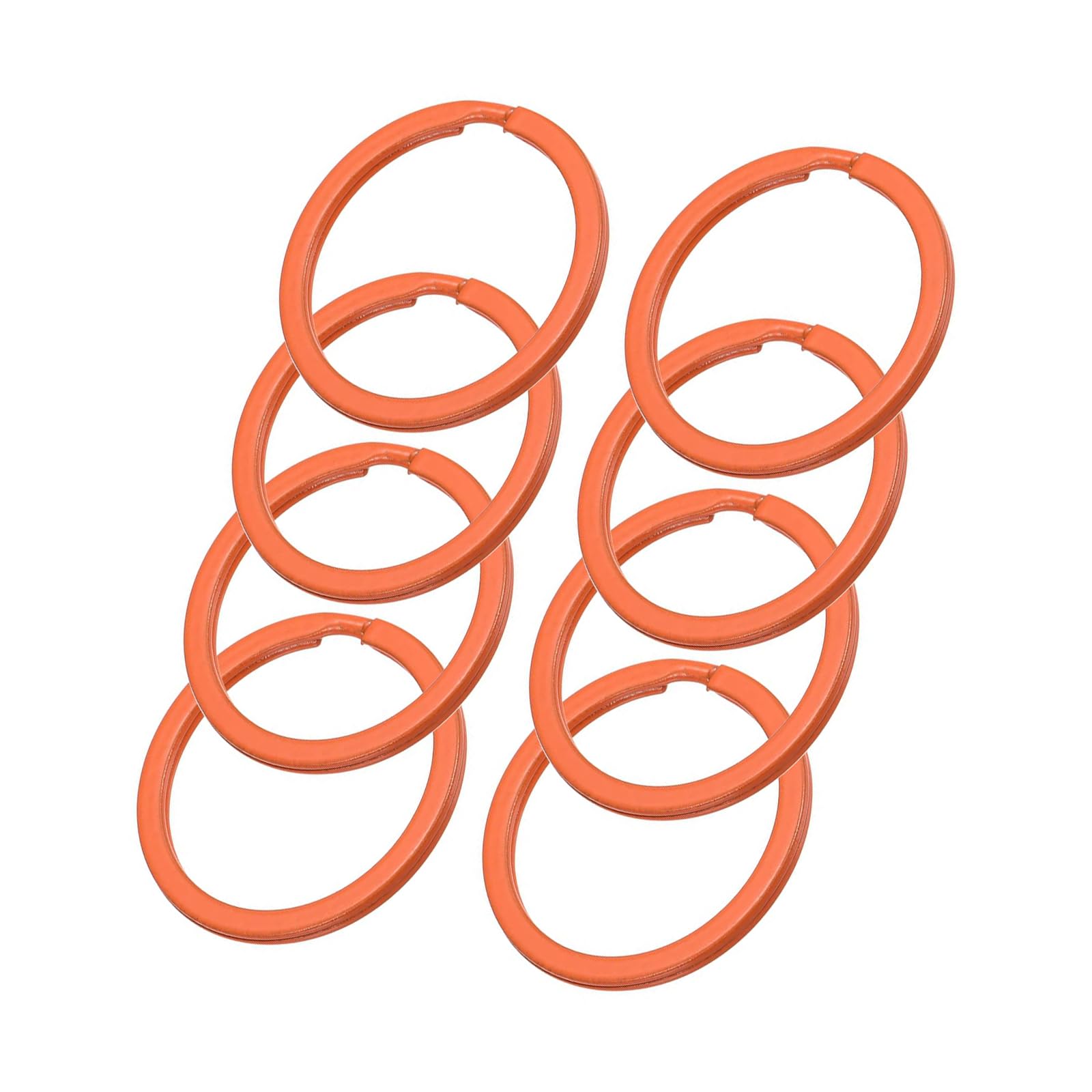 Unifizz 30mm Colourful Split Key Rings, 8Pcs Flat Round Metal Keychain Rings for Key Organisation, Crafting, Tags & DIY Accessories,Orange
