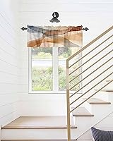 Vista 5 de Chucoco Valance for Kitchen Windows, Retro Ombre Blue Brown Waves Rod Pocket Valances Short Curtains, Abstract Water Ripple Seamless Curtain Valance