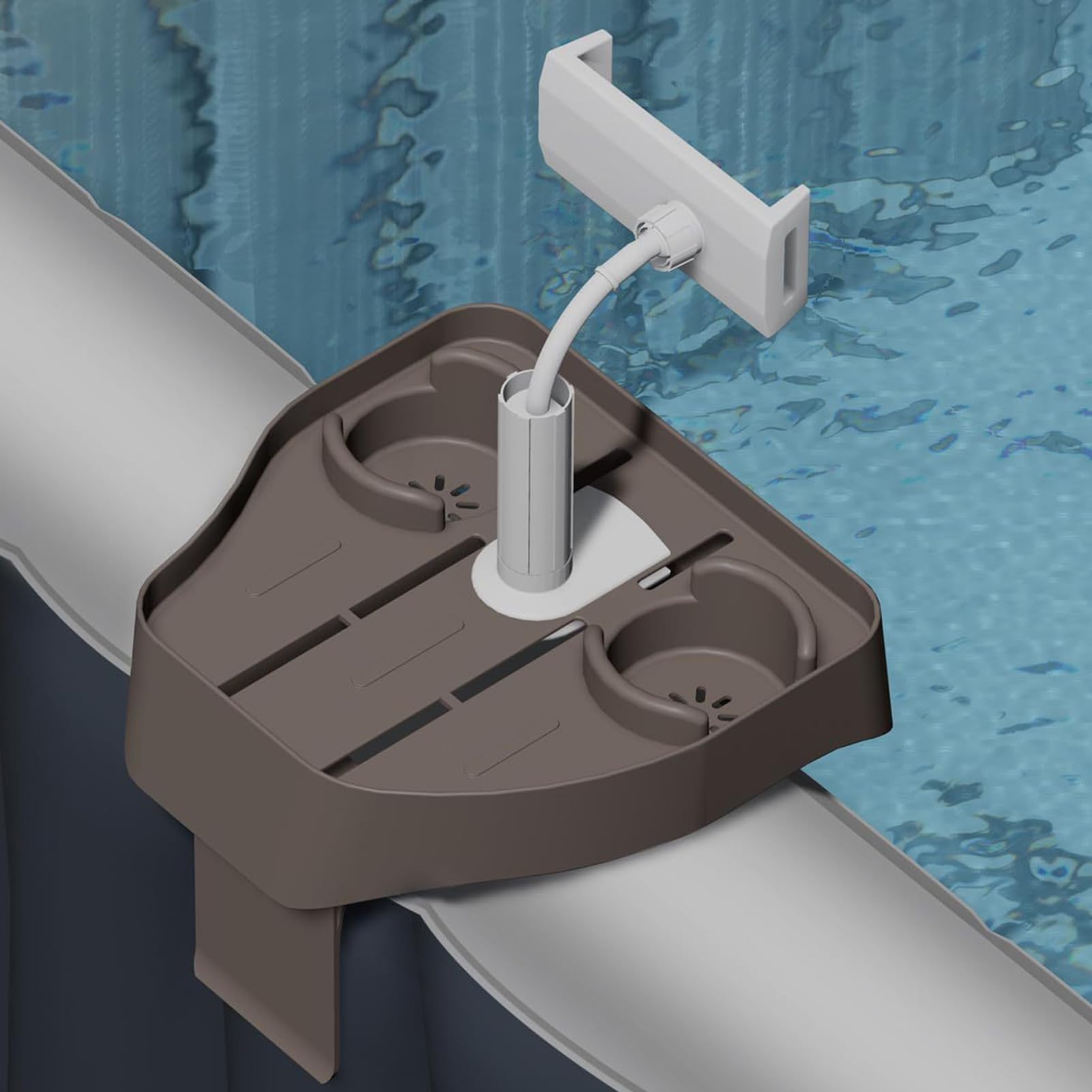 Bandeja de teléfono impermeable para piscina, bandeja de baño, antideslizante, soporte de spa, base estable para playa, balcón, baño, ideal para relajación y comodidad