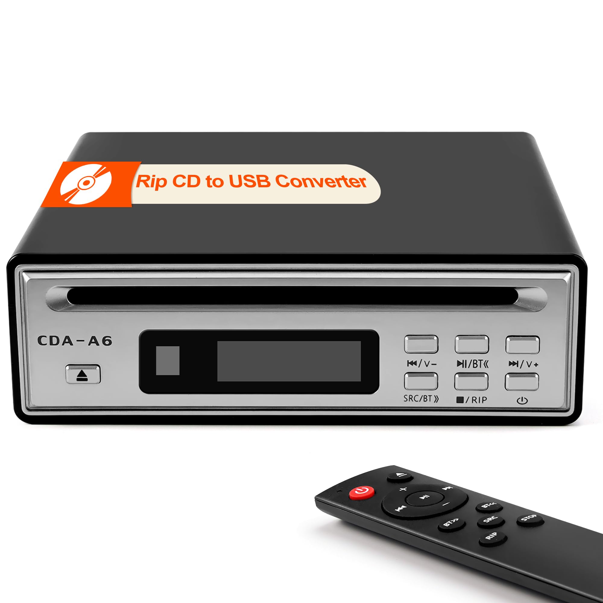 CD Ripper, Rip CD to USB Converter, USB Ripping, Lossless WAV Recording, Bluetooth CD Player for Car, Anti-Skip Personal Hi-Fi CD Player for Home, Senior/Elderly, with Optical, AUX outputs-image-43