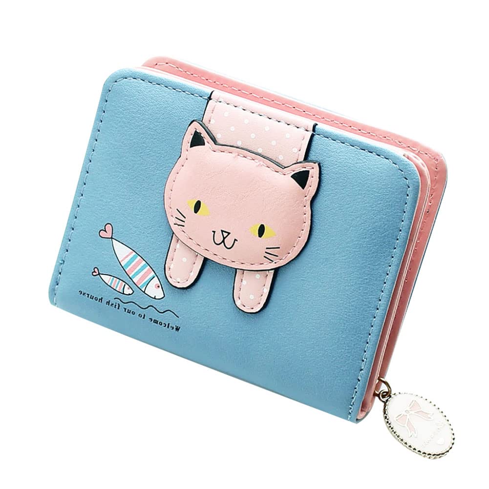 Blue Small Stylish Latest PU Leather Coins Zipper Pocket Purse Wallets for Girls with Rabbit Shaped Metal Tassels Pendant Purse-image-43