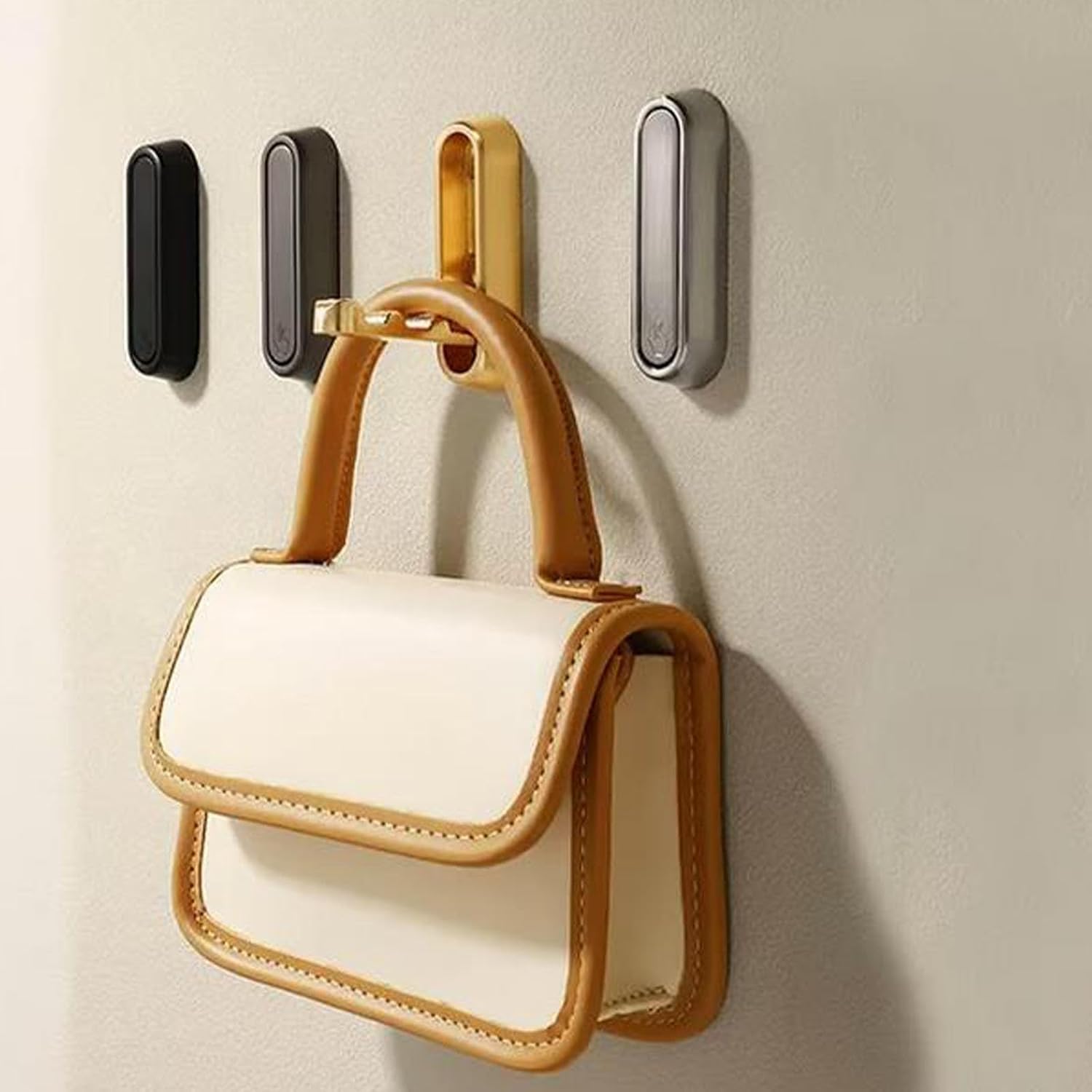 Foldable Coat Hooks, Folding Coat Hooks, Invisible Folding Single Retractable Wall Hook, Foldable Wall Hook for Hanging Coats, Scarves, Hats, Bathrobes, Keys, Bags (Gold)