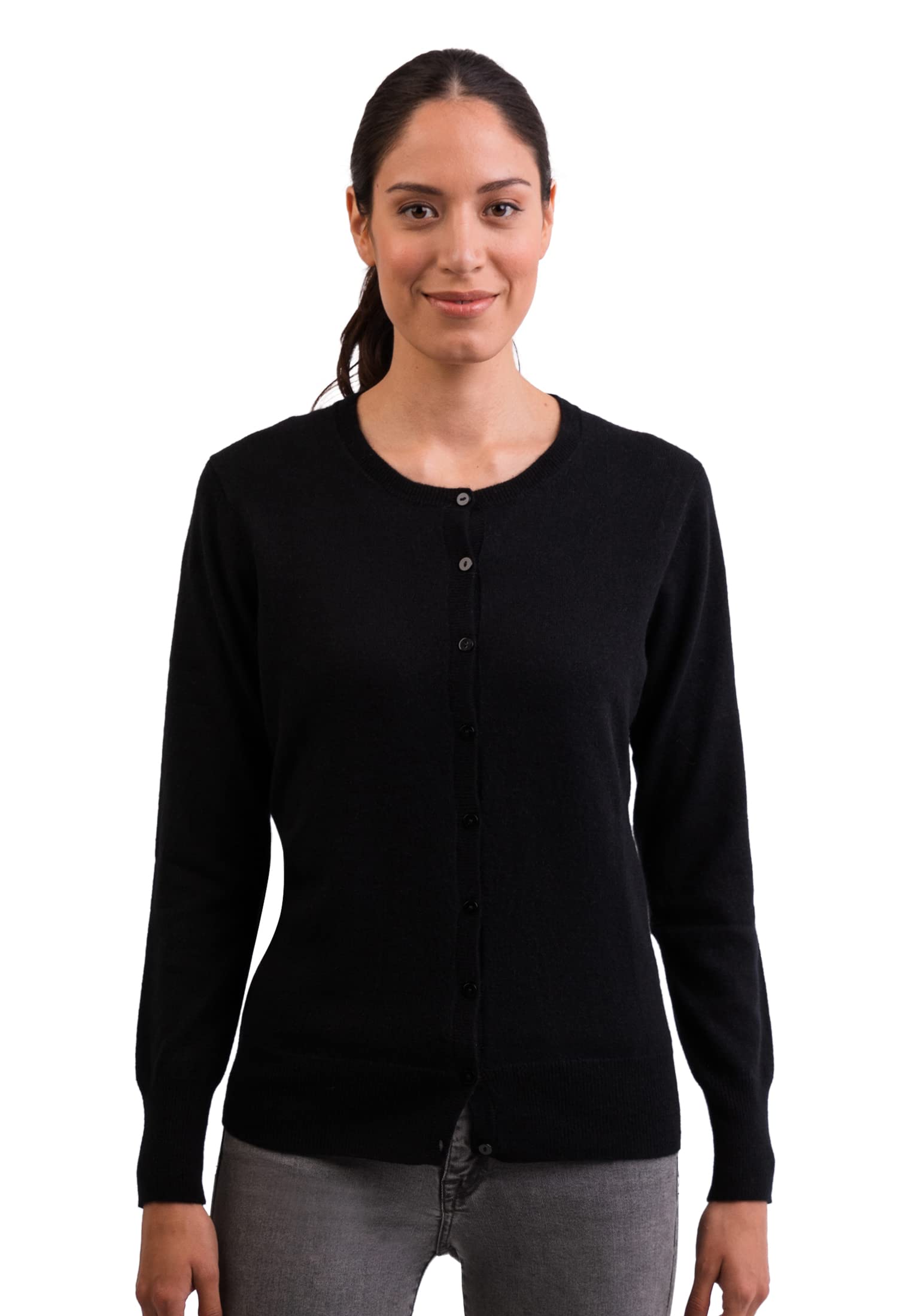 Rebeca | Cárdigan | Chaqueta de Punto de Cuello Redondo para Mujer 100% De Cachemira